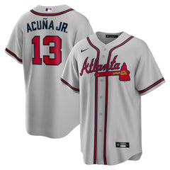 Gray Ronald Acuna Jr. Atlanta Braves Nike Road Replica Player Name Jersey