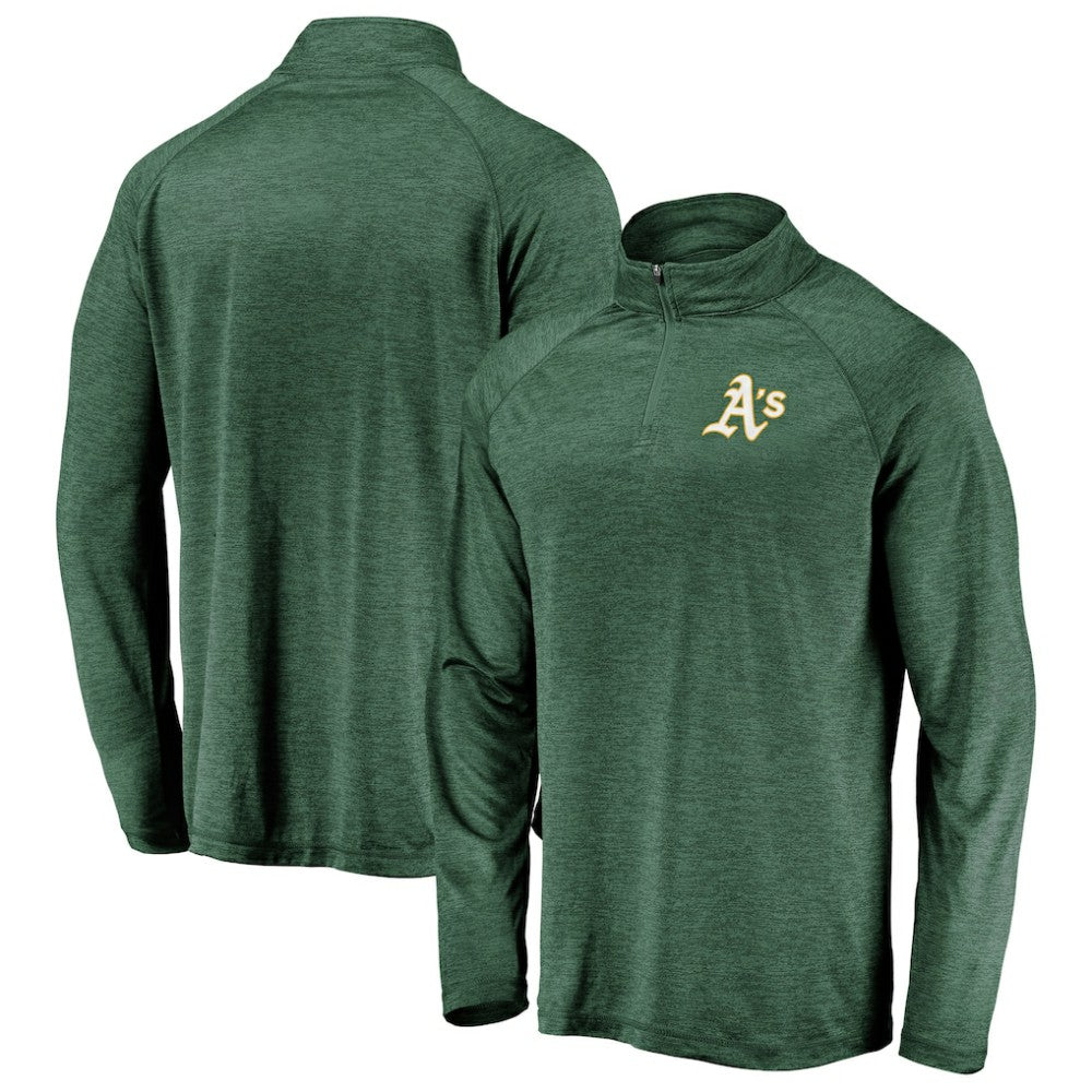 Green Athletics Fanatics Iconic Striated Primary Logo Raglan Quarter-Zip Pullover Jacket