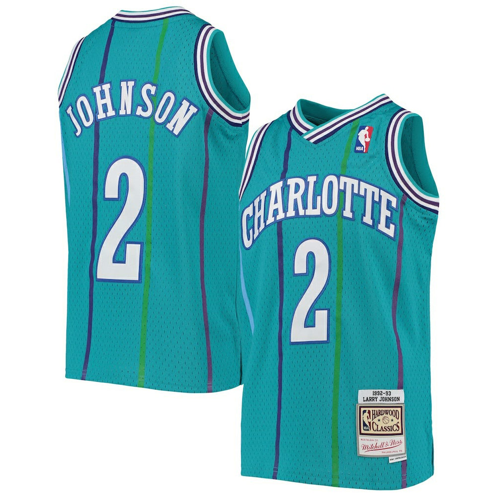 Mitchell & Ness Larry Johnson Charlotte Hornets Youth 1992/93 Hardwood Classics Swingman Jersey