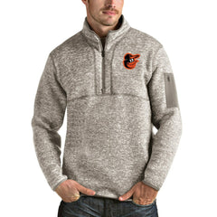 Oatmeal Baltimore Orioles Antigua Fortune Quarter-Zip Pullover Jacket