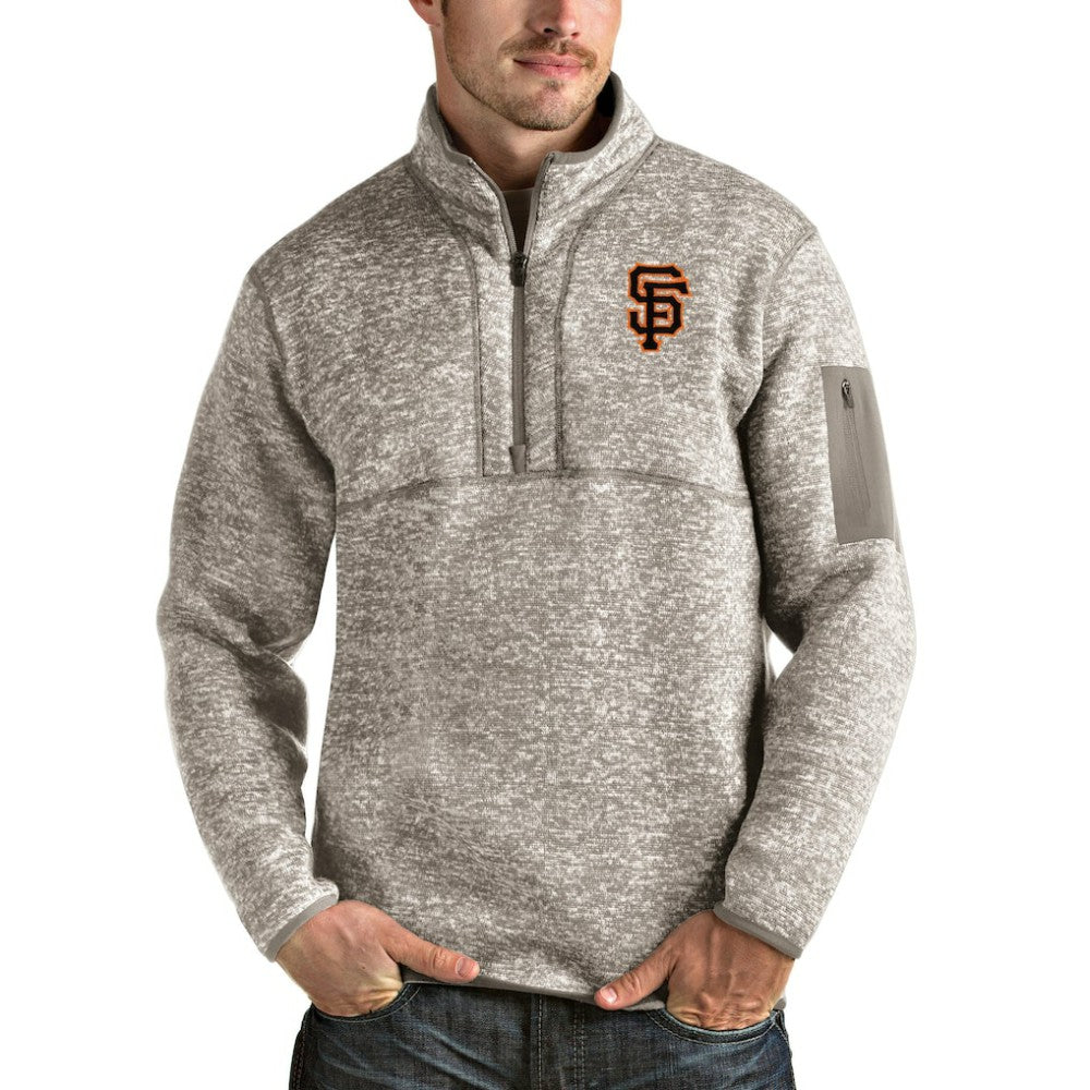 Oatmeal San Francisco Giants Antigua Fortune Quarter-Zip Pullover Jacket