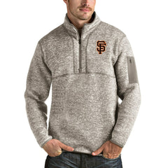 Oatmeal San Francisco Giants Antigua Fortune Quarter-Zip Pullover Jacket