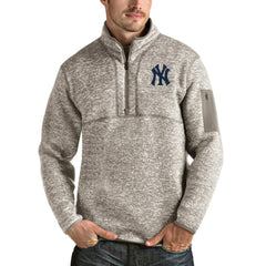 Oatmeal New York Yankees Antigua Fortune Quarter-Zip Pullover Jacket