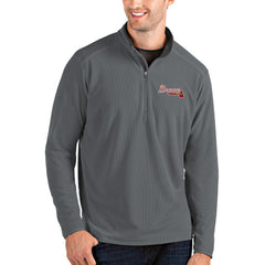 Gray Atlanta Braves Antigua Glacier Quarter-Zip Pullover Jacket