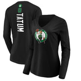 Jayson Tatum Boston Celtics Women's Playmaker Name & Number Long Sleeve V-Neck T-Shirt