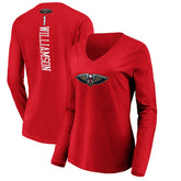 Zion Williamson New Orleans Pelicans Women's Playmaker Name & Number Long Sleeve V-Neck T-Shirt