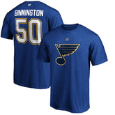NHL Jordan Binnington St. Louis Blues Fanatics Authentic Stack Player Name & Number T-Shirt