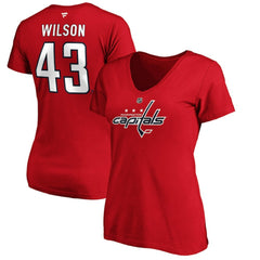 NHL Tom Wilson Washington Capitals Fanatics Women's Authentic Stack Name & Number V-Neck T-Shirt