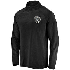 Striated Primary Logo Raglan Quarter-Zip Pullover Jacket - Las Vegas Raiders Pullover