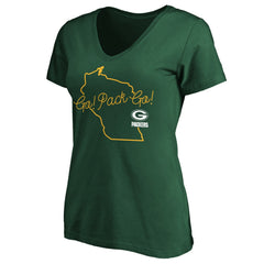 Women's Team Iconic Script State V-Neck T-Shirt - Green Bay Packers T-shirts