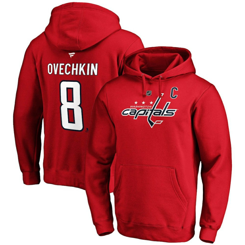 NHL Alexander Ovechkin Washington Capitals Fanatics Authentic Stack Player Name & Number Fitted Pullover Hoodie