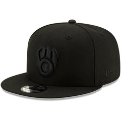Black Milwaukee Brewers New Era Black on Black 9FIFTY Snapback Adjustable Hat