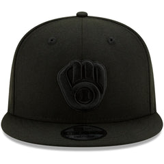 Black Milwaukee Brewers New Era Black on Black 9FIFTY Snapback Adjustable Hat
