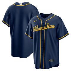 Navy Milwaukee Brewers Nike Alternate Replica Team Jersey
