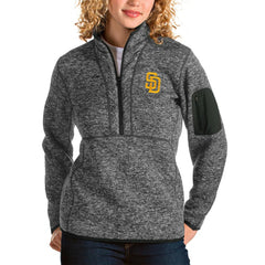 Heather Charcoal San Diego Padres Antigua Women's Fortune Half-Zip Pullover Jacket