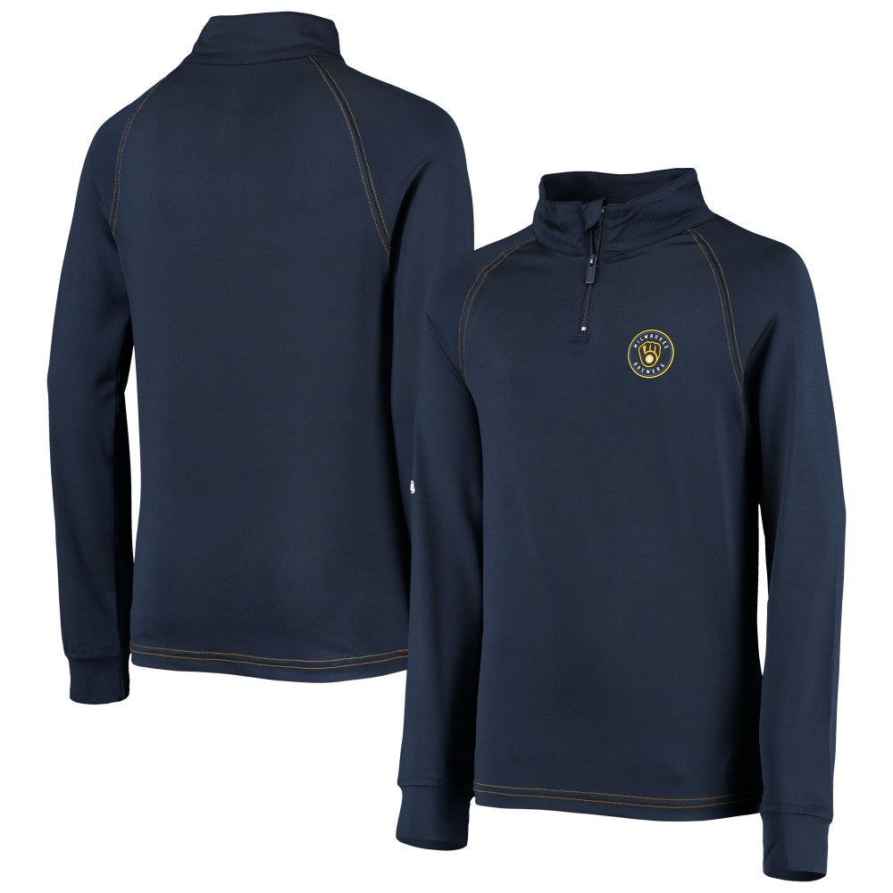 Navy Milwaukee Brewers Stitches Youth Raglan Quarter-Zip Jacket