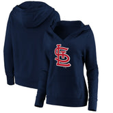 Navy St. Louis Cardinals Fanatics Women's Official Logo Crossover V-Neck Pullover Hoodie