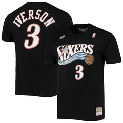 Mitchell & Ness Allen Iverson Philadelphia 76ers Hardwood Classics Stitch Name & Number T-Shirt sale
