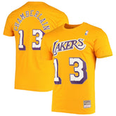 Mitchell & Ness Wilt Chamberlain Los Angeles Lakers Hardwood Classics Stitch Name & Number T-Shirt