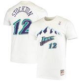 Mitchell & Ness John Stockton Utah Jazz Hardwood Classics Stitch Name & Number T-Shirt