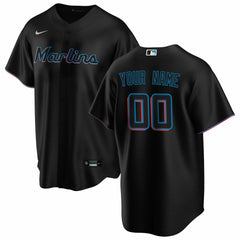 Black Miami Marlins Nike Alternate Replica Custom Jersey
