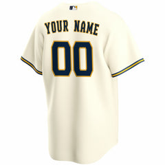 Cream Milwaukee Brewers Nike Home Replica Custom Jersey
