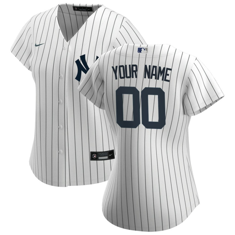 White New York Yankees Nike Women's Home Replica Custom Jersey