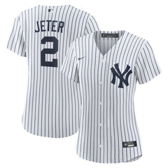 White/Navy Derek Jeter New York Yankees Nike Women's Home Replica Player Name Jersey