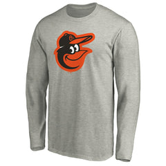 Heather Gray Baltimore Orioles Official Team Logo Long Sleeve T-Shirt