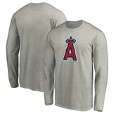 Heather Gray Los Angeles Angels Official Team Logo Long Sleeve T-Shirt