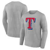 Heather Gray Texas Rangers Official Team Logo Long Sleeve T-Shirt