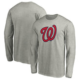 Heather Gray Washington Nationals Official Team Logo Long Sleeve T-Shirt