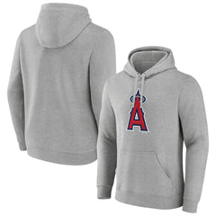 Heather Gray Los Angeles Angels Official Logo Fitted Pullover Hoodie