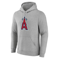 Heather Gray Los Angeles Angels Official Logo Fitted Pullover Hoodie