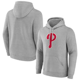 Heather Gray Philadelphia Phillies Official Logo Fitted Pullover Hoodie