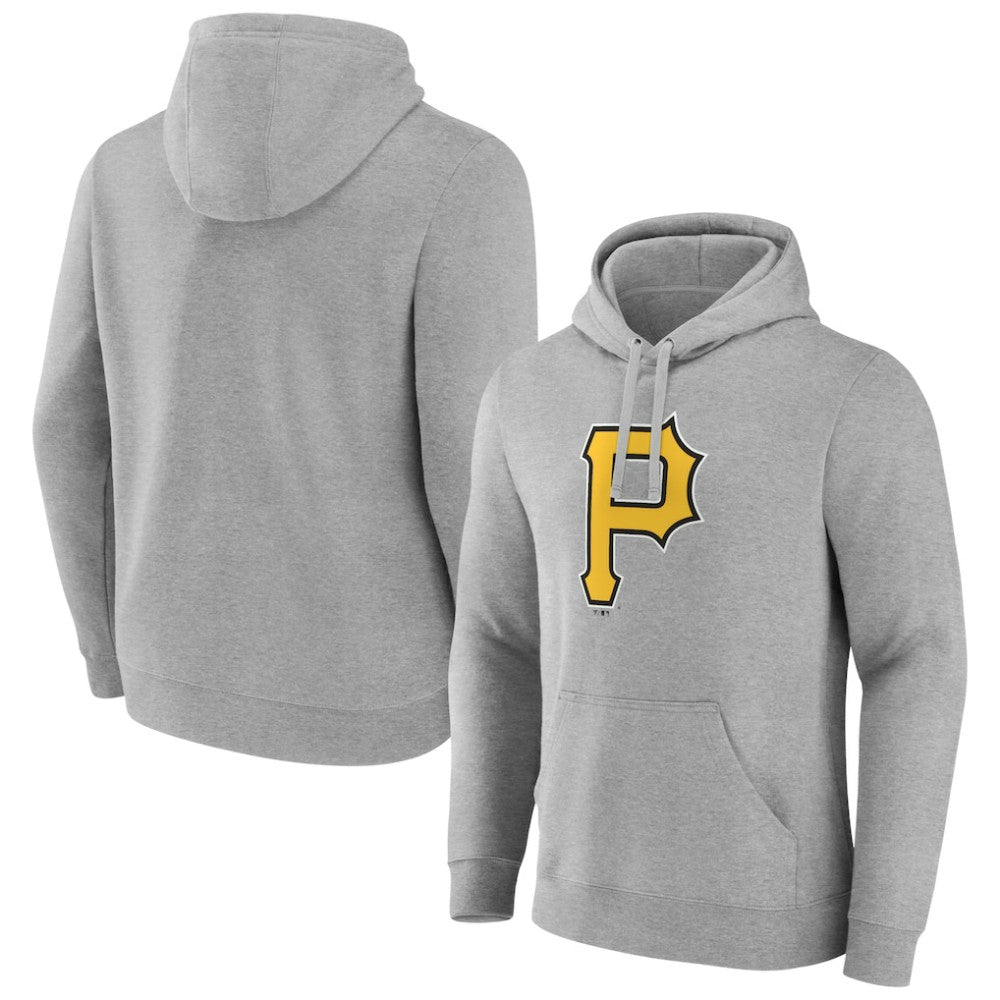 Heather Gray Pittsburgh Pirates Official Logo Fitted Pullover Hoodie