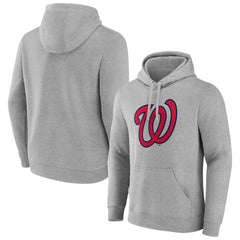 Heather Gray Washington Nationals Official Logo Fitted Pullover Hoodie