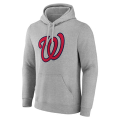 Heather Gray Washington Nationals Official Logo Fitted Pullover Hoodie