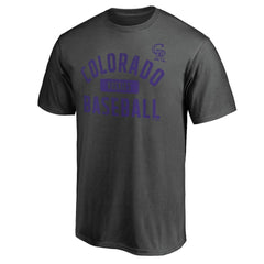Charcoal Colorado Rockies Iconic Primary Pill T-Shirt