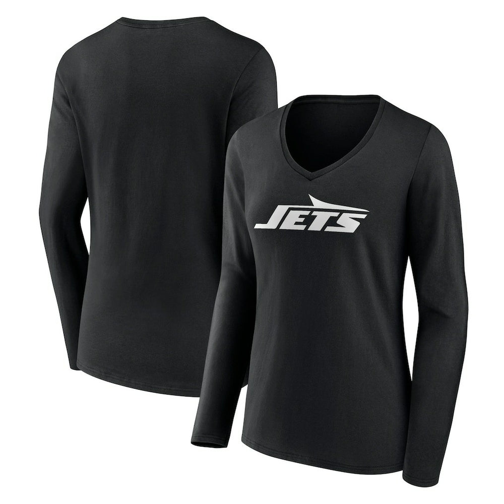 Women's Primary Team Logo Long Sleeve V-Neck T-Shirt - New York Jets T-shirts