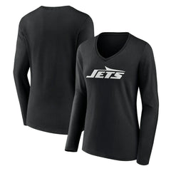 Women's Primary Team Logo Long Sleeve V-Neck T-Shirt - New York Jets T-shirts