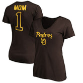 Brown San Diego Padres Women's #1 Mom Logo V-Neck T-Shirt