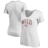 NHL Minnesota Wild Women's Floral Arched V-Neck T-Shirt