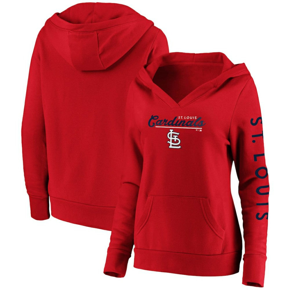 Red St. Louis Cardinals Fanatics Women's Core High Class Crossover Pullover Hoodie