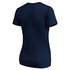 Navy Milwaukee Brewers Logo Women's Banner Wave V-Neck T-Shirt