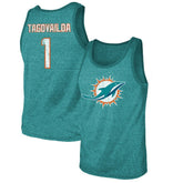 Tua Tagovailoa Majestic Threads Name & Number Tri-Blend Tank Top - Miami Dolphins Tops