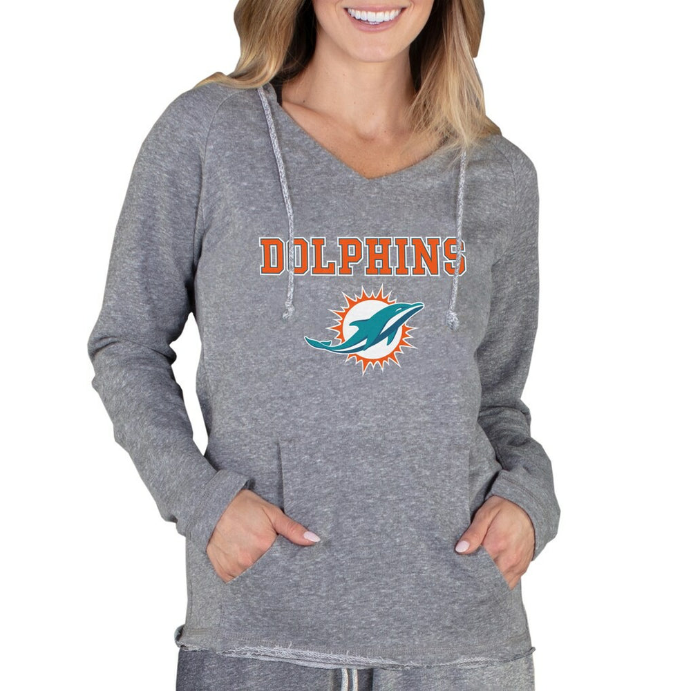 Concepts Sport Women's Mainstream Tri-Blend Raglan Hoodie V-Neck Top - Miami Dolphins Hoodies