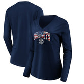 Denver Nuggets Women's Banner Wave V-Neck Long Sleeve T-Shirt sale