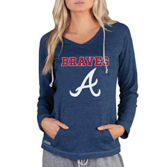 Navy Atlanta Braves Concepts Sport Women's Mainstream Terry Long Sleeve Hoodie Top