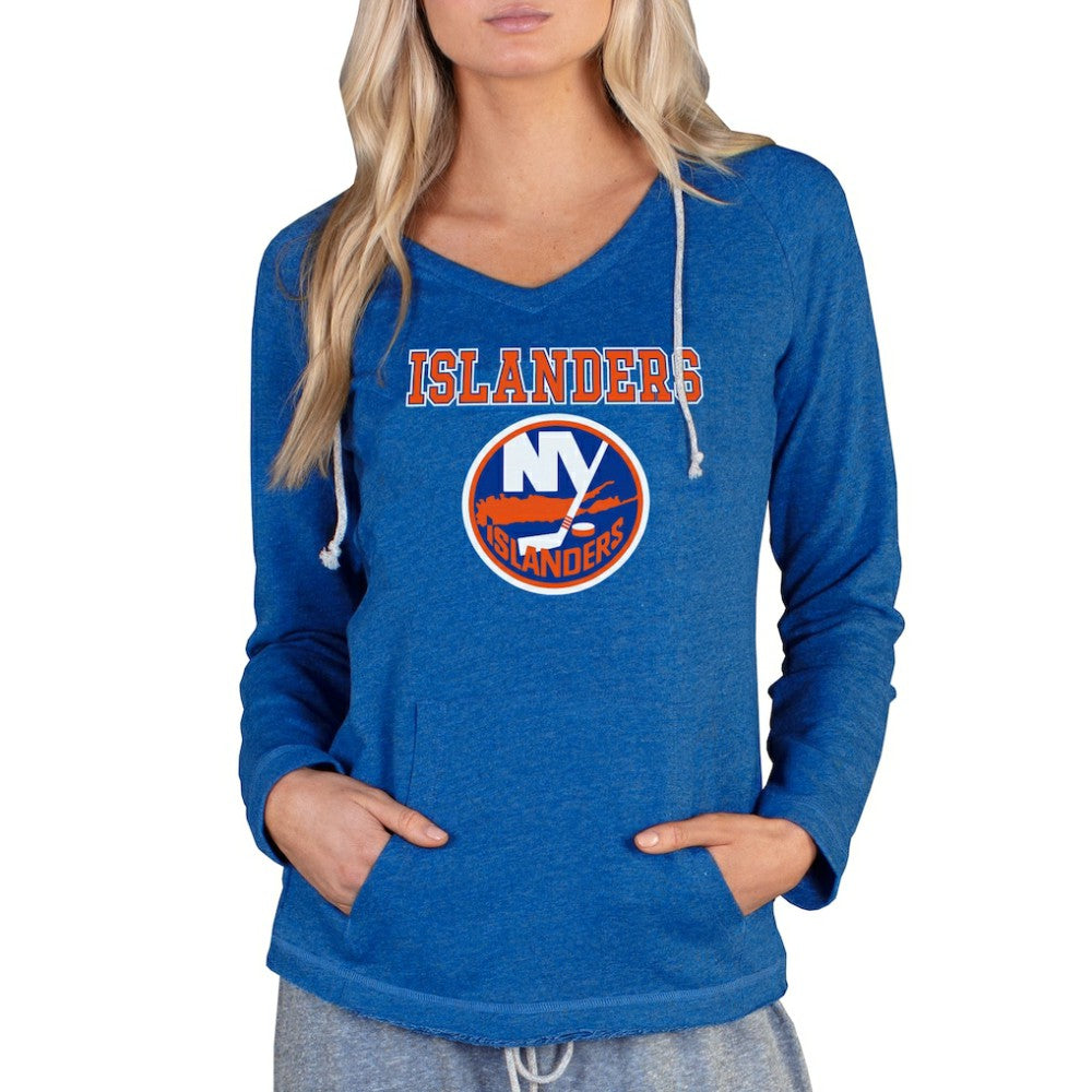 NHL New York Islanders Concepts Sport Women's Mainstream Terry Tri-Blend Long Sleeve Hooded Top